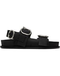 Jil Sander - Black Pin-buckle Flat Sandals - Lyst