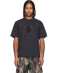 A Bathing Ape - T-Shirt Décontracté Noir À Logo Stone De Style Collégial - Lyst
