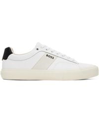 BOSS - White Cupsole Contrast Band Sneakers - Lyst