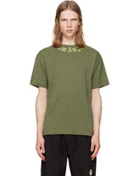 Palm Angels - Khaki Neck Logo Regular T-Shirt - Lyst