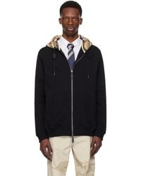 Burberry - Check Hood Cotton Zip Hoodie - Lyst