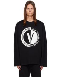 Versace - T-shirt à manches longues noir à logo circulaire - Lyst