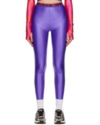 Versace - Purple Shiny leggings - Lyst