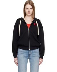 Jil Sander - Pull À Capuche Noir En Jersey Bouclette De Coton À Glissière - Lyst