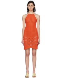 Bottega Veneta - Orange Cotton Mini Dress - Lyst