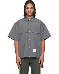Thom Browne - S/S Track Shirt Flap Pockets Wool Shirt - Lyst
