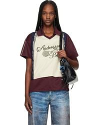 ANDERSSON BELL - Burgundy & Off- Lace Trimmed Jersey Polo - Lyst