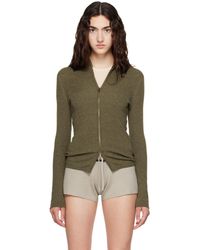 Fear Of God - Khaki Rib Knit Zip Up Sweater - Lyst