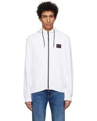 HUGO - White Patch Hoodie - Lyst
