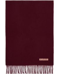 Acne Studios - Burgundy Fringed Wool Scarf - Lyst