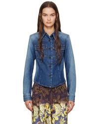 Dries Van Noten - インディゴ フェード デニムシャツ - Lyst