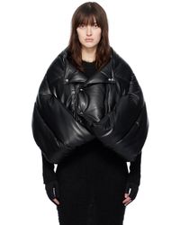 Junya Watanabe - Blouson matelassé noir en cuir synthétique à empiècement superposé rembourré - Lyst