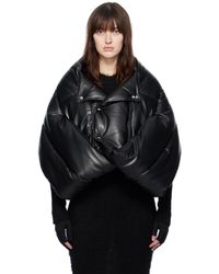 Junya Watanabe - Black Overlay Faux-leather Puffer Jacket - Lyst