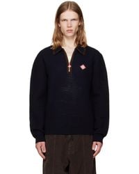 CASABLANCA - Wool Waffle Stitch Long Sleeve Polo - Lyst
