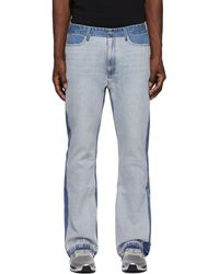 C2H4 Paneled Cropped Jeans - Blue