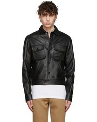 Courreges Leather Trucker Jacket - Black