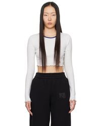 T By Alexander Wang - Gray Cropped Long Sleeve T-shirt - Lyst