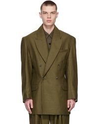 Hed Mayner Double-breasted Wool Blazer - Green