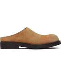 MM6 by Maison Margiela - Tan Washed Suede Biker Mule Loafers - Lyst