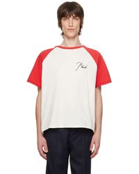 Rhude - T-shirt rouge et blanc cassé à manches raglan - Lyst