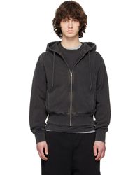 Entire studios - Pull À Capuche Ajusté Noir À Glissière - Lyst