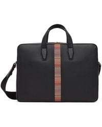 Paul Smith - Black Leather Signature Stripe Briefcase - Lyst