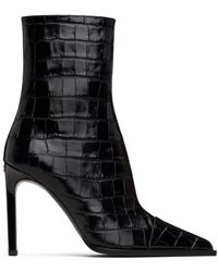 Amiri - Bottes À Talon Aiguille Noires Gaufrées Façon Croco À Monogramme - Lyst