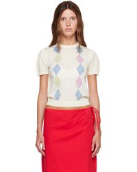 Ganni - Off- Argyle T-Shirt - Lyst