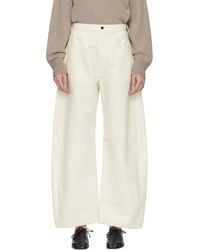 Ssstein - Off- Double Weave Cotton Round Trousers - Lyst