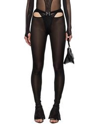 Mugler - Legging noir à découpes et à ferrure à logo - Lyst