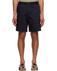 Ami Paris - Short Bleu Marine En Coton À Taille Élastique - Lyst