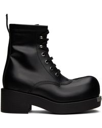 MM6 by Maison Martin Margiela - Lace-up Leather Ankle Boots - Lyst