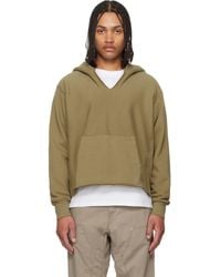 Les Tien - Khaki Heavyweight Raw Cropped Hoodie - Lyst