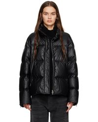 MM6 by Maison Martin Margiela - Black Quilted Faux-leather Down Jacket - Lyst