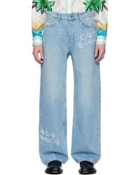 CASABLANCA - ブルー Graffiti Distressed ジーンズ - Lyst