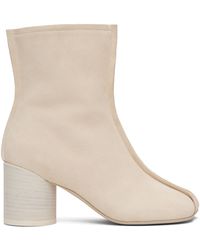 MM6 by Maison Margiela - Off- Suede Anatomic Stitch Toe Ankle Boots - Lyst