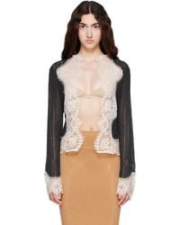 Anna Sui - Off- Lingerie Lace Knit Cardigan - Lyst