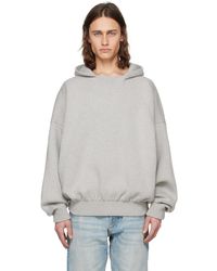 Fear Of God - Pull à capuche gris à logo en tricot jacquard - Lyst