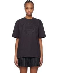 国内発送☆GANNI☆HeavyCottonDropShoulderHeart T-shirt/BLACK Black Heavy Cotton Drop Shoulder Heart T-shirt by GANNI on Sale