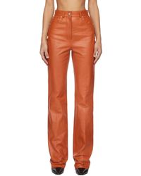 Ferragamo - Orange Five-pocket Leather Pants - Lyst