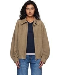 Tonywack - Tan Goat Suede Relaxed Bomber Jacket - Lyst