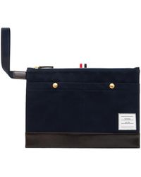 Thom Browne - Navy Cotton Canvas Snap Pocket Pouch - Lyst