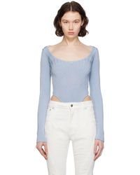 Mugler - Justaucorps bleu à encolure arrondie - Lyst