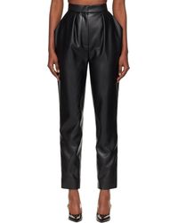 Balmain - Pantalon Noir En Cuir Synthétique À Taille Haute - Lyst