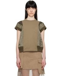 Sacai - カーキ Nylon Twill & Cotton Jersey トップス - Lyst