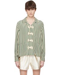 Bode - Chemise Trillium Vert Et Blanc Cassé À Rayures Soda - Lyst