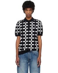 Fred Perry - ブラック＆ホワイト Geometric ジャカード ニットポロシャツ - Lyst