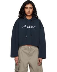 Off-White c/o Virgil Abloh - Pull À Capuche Indust Bleu Marine À Logo Manuscrit Brodé - Lyst