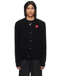 COMME DES GARÇONS PLAY - Comme Des Garçons Play Black Layered Double Heart Cardigan - Lyst