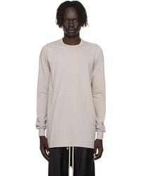 Rick Owens - T-Shirt À Manches Longues Blanc Cassé À Couture Horizontale Aux Épaules - Lyst